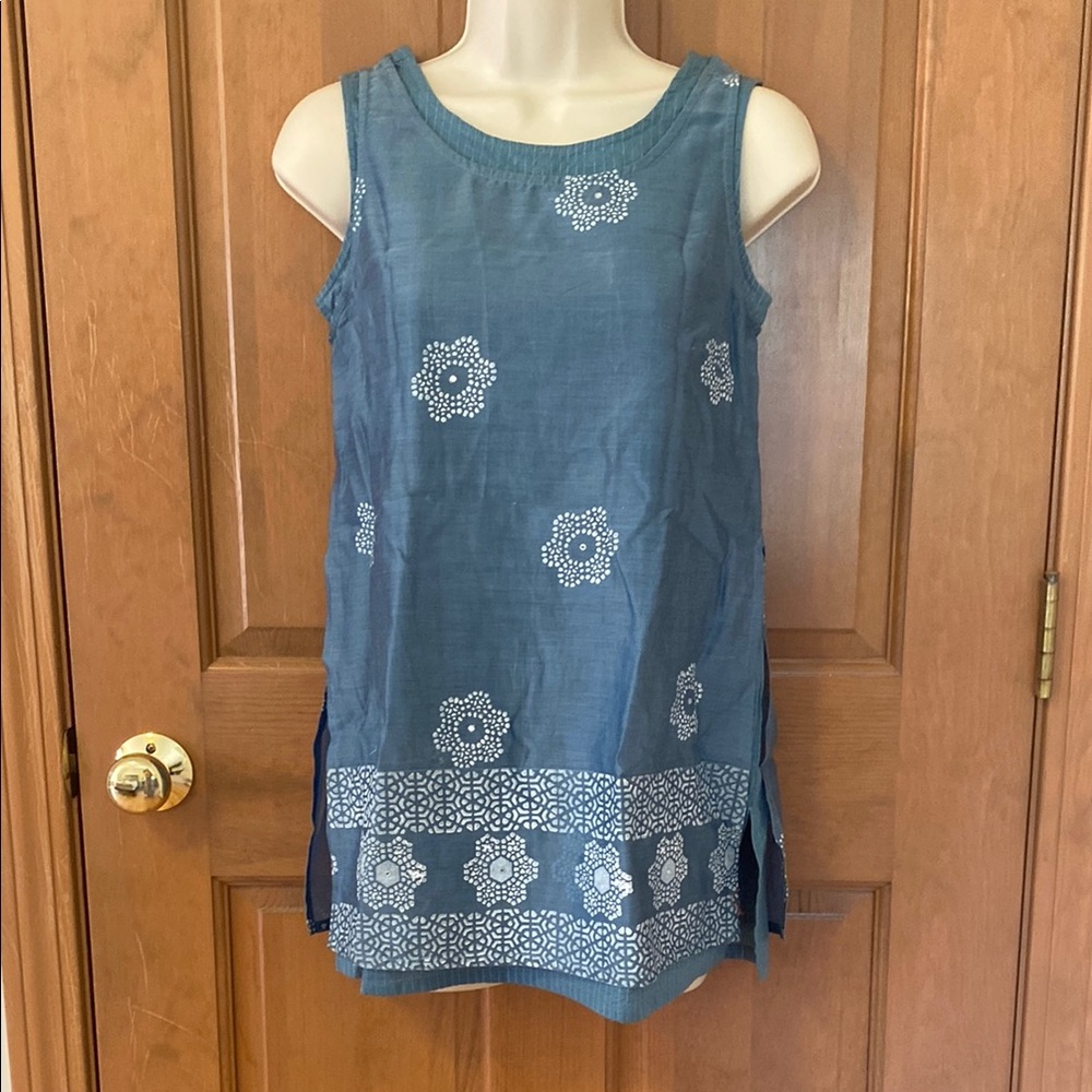 Fabindia Blue Floral Sleeveless Top